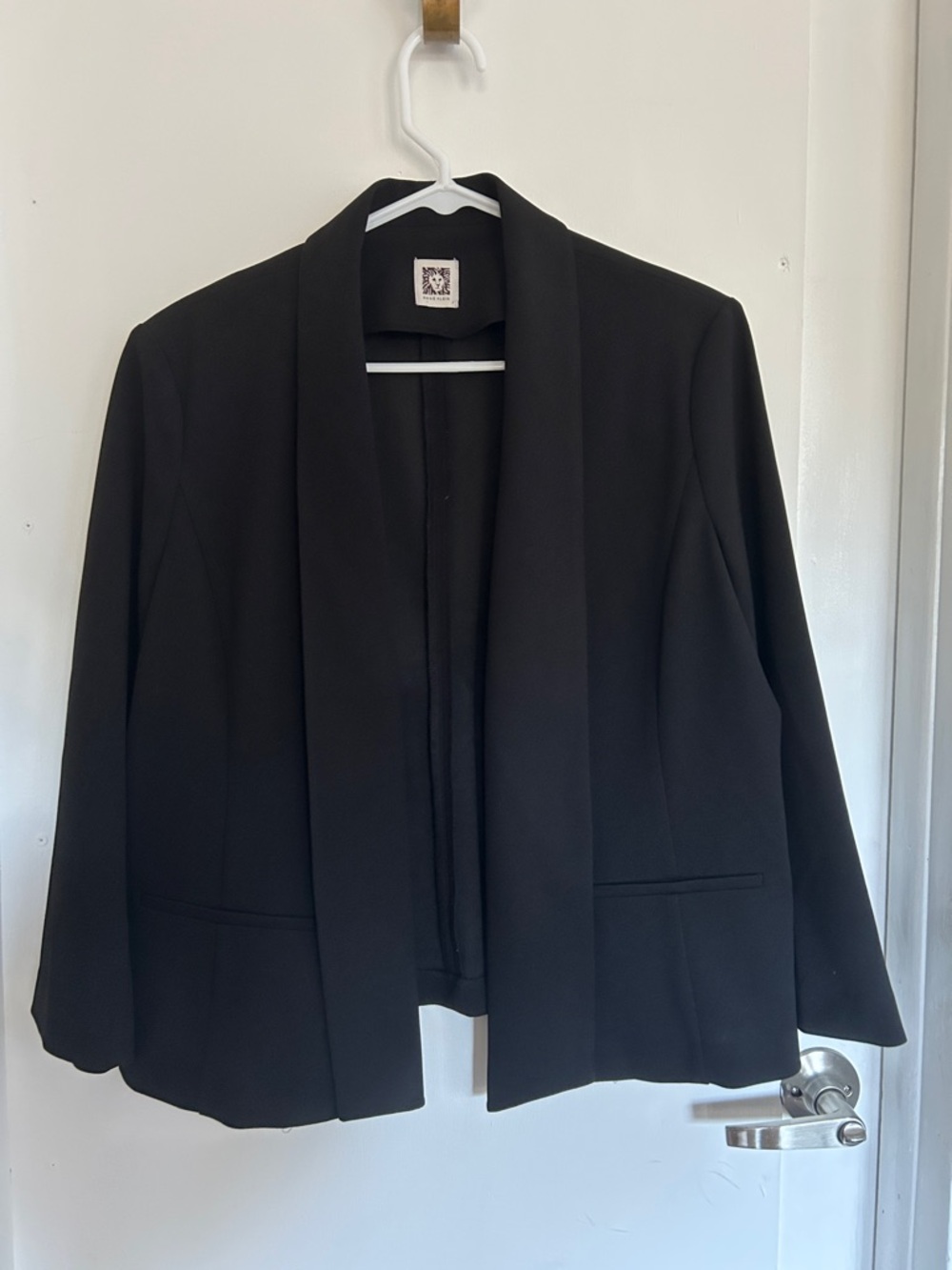 Anne Klein Black Open-Front Shawl Collar Blazer